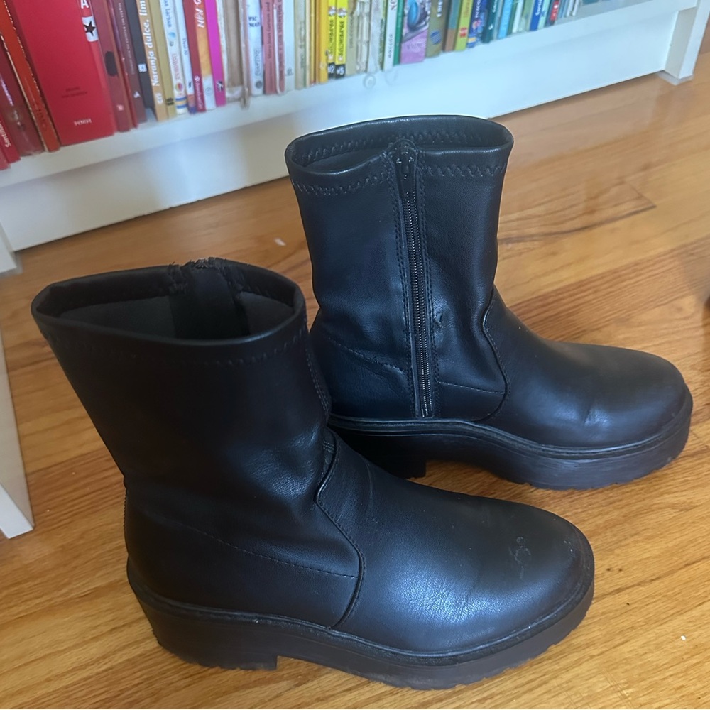Pleather Black Platform Booties